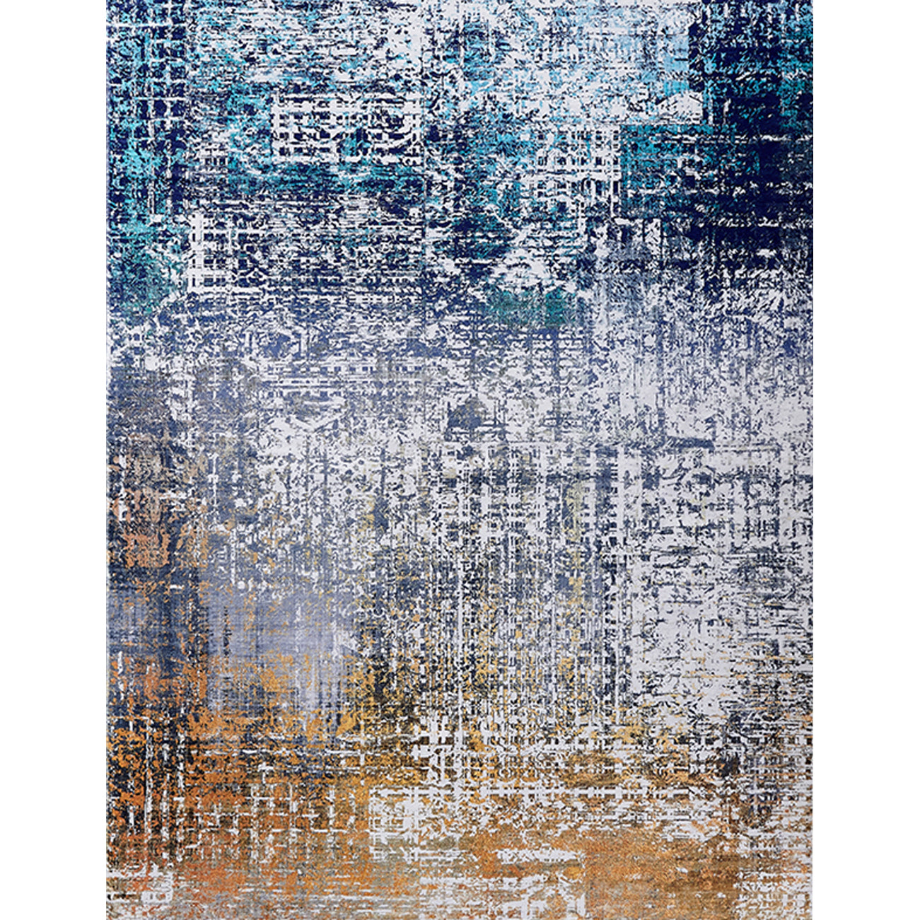 ZARA Collection Abstract Design Turquoise Gray Rust (10.5' ft x 7.5' ft) Machine Washable Super Soft Area Rug
