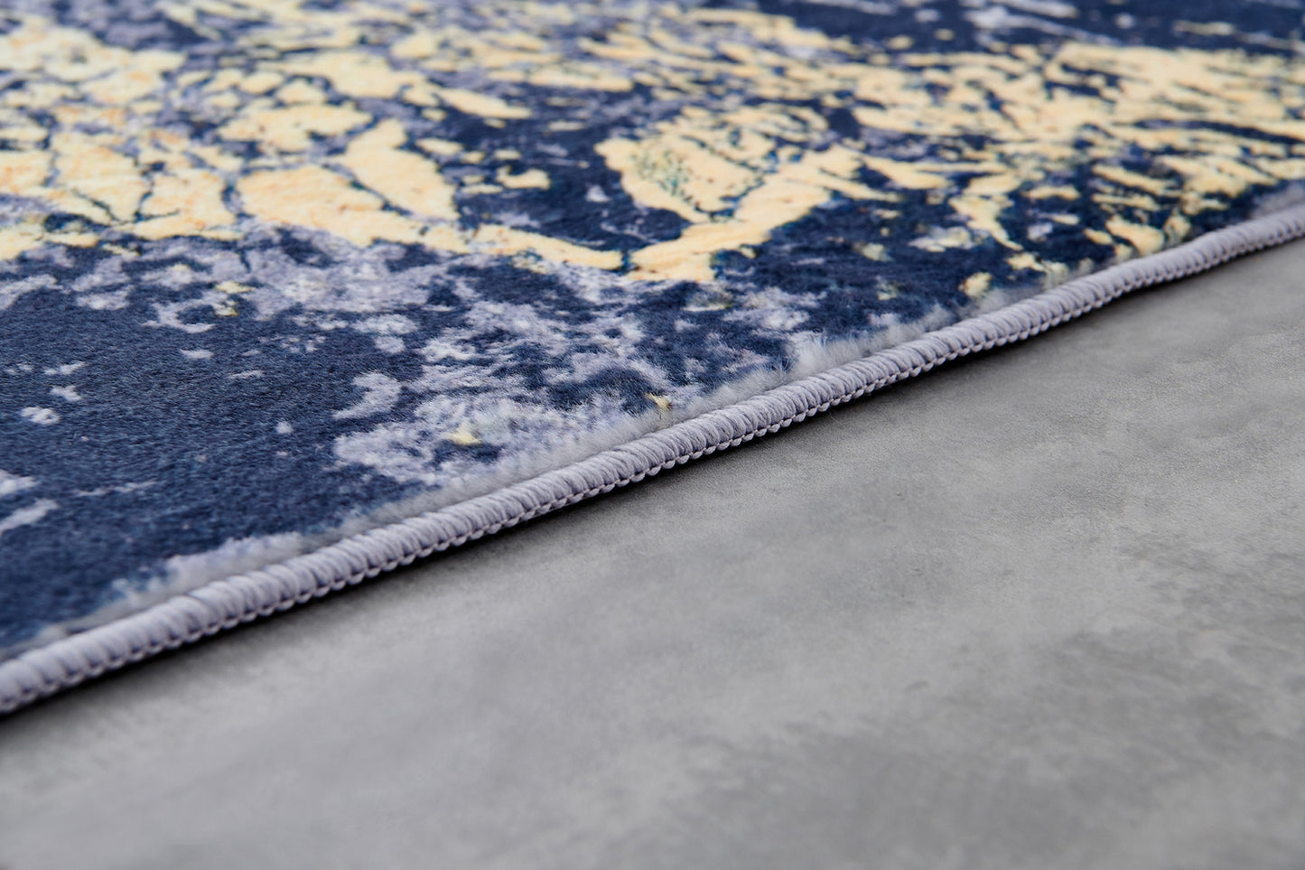 ZARA Collection Abstract Design Blue Gray Yellow (6' ft x 4' ft) Machine Washable Super Soft Area Rug