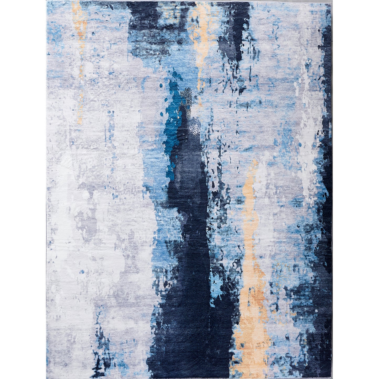 ZARA Collection Abstract Design Gray Blue Yellow (3' ft x 2' ft) Machine Washable Super Soft Area Rug