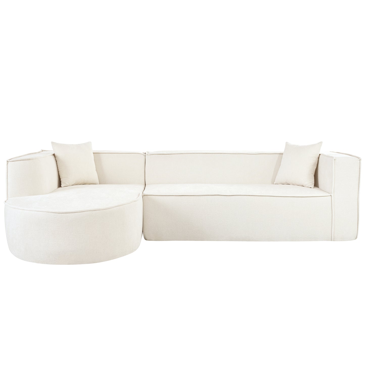 U_Style Modern Style Sectional Sofa,Sponge Sectional Sofa Couch,Modular L-Shape Sofa Couch with Elegant curved design and luxurious chenille fabric,two throw pillows,for Living Room, Study
