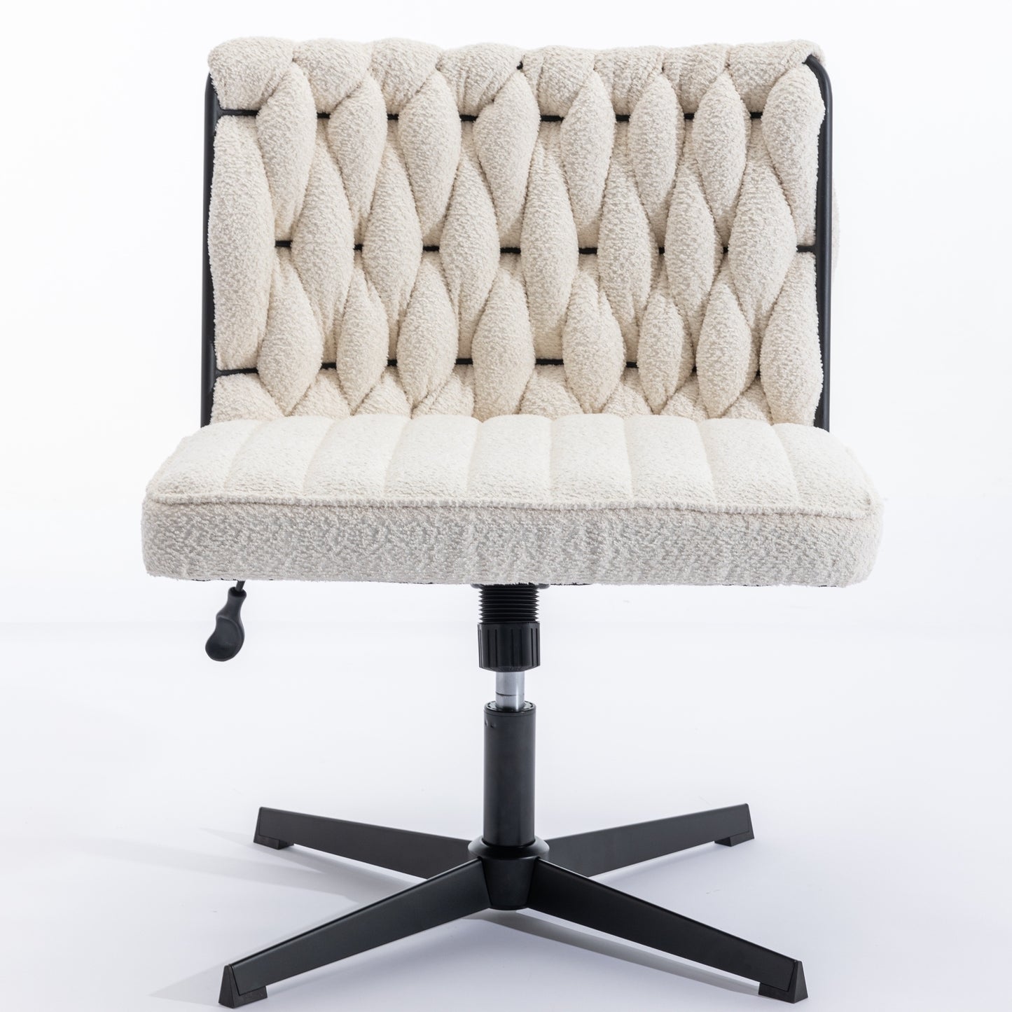 Armless Office Desk Chair No Wheels, WHITE