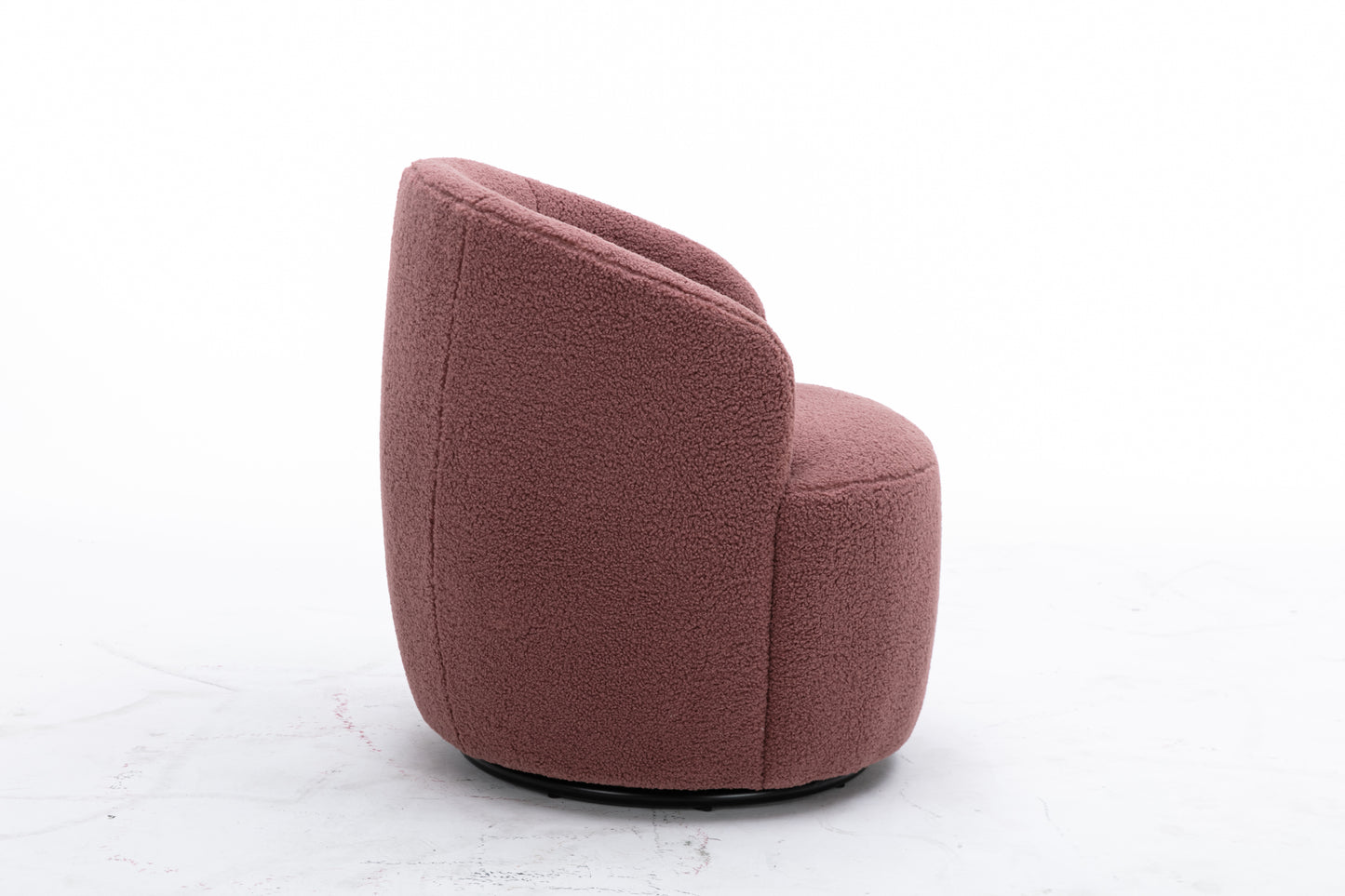 Teddy Fabric Swivel Accent Armchair Barrel Chair With Black Powder Coating Metal Ring,Dark Red