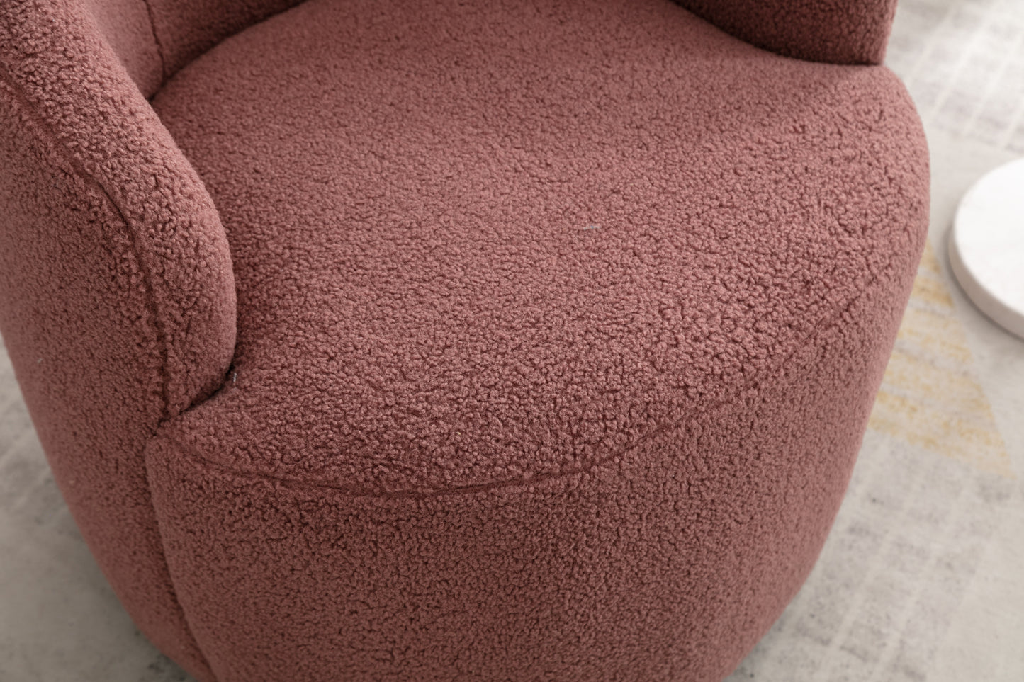 Teddy Fabric Swivel Accent Armchair Barrel Chair With Black Powder Coating Metal Ring,Dark Red