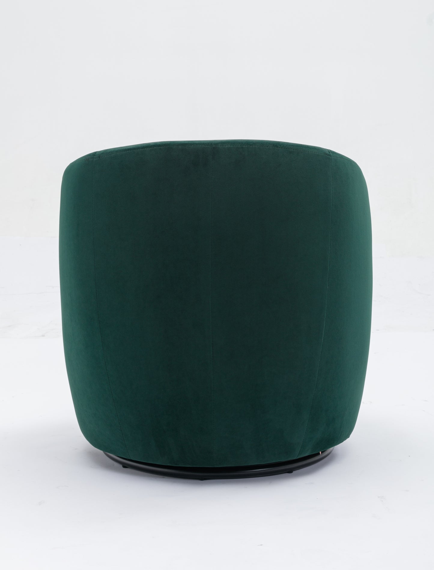 Sillón giratorio de terciopelo con acento tipo barril y aro metálico con revestimiento en polvo negro, color verde