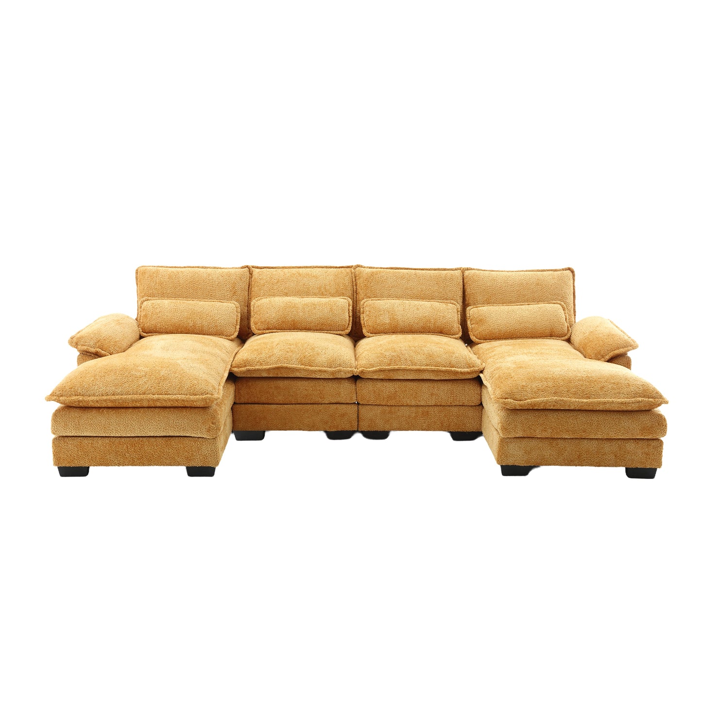 UNITED WE WIN Modern Large chenille Fabric U-Shape Sectional Sofa