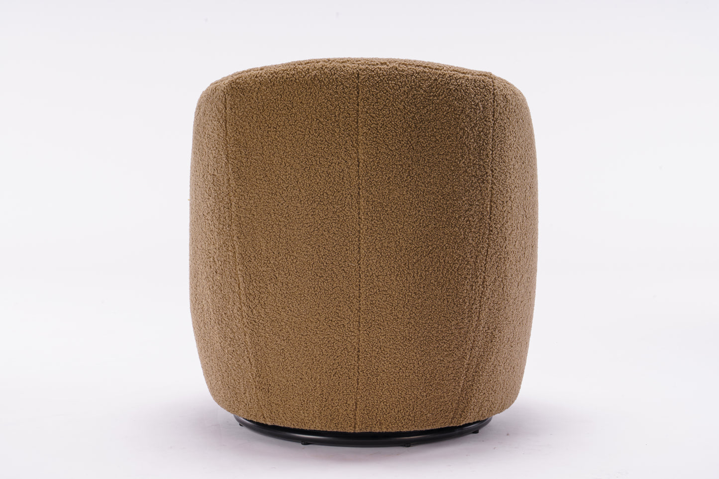 Teddy Fabric Swivel Accent Armchair Barrel Chair With Black Powder Coating Metal Ring,Coffee Brown