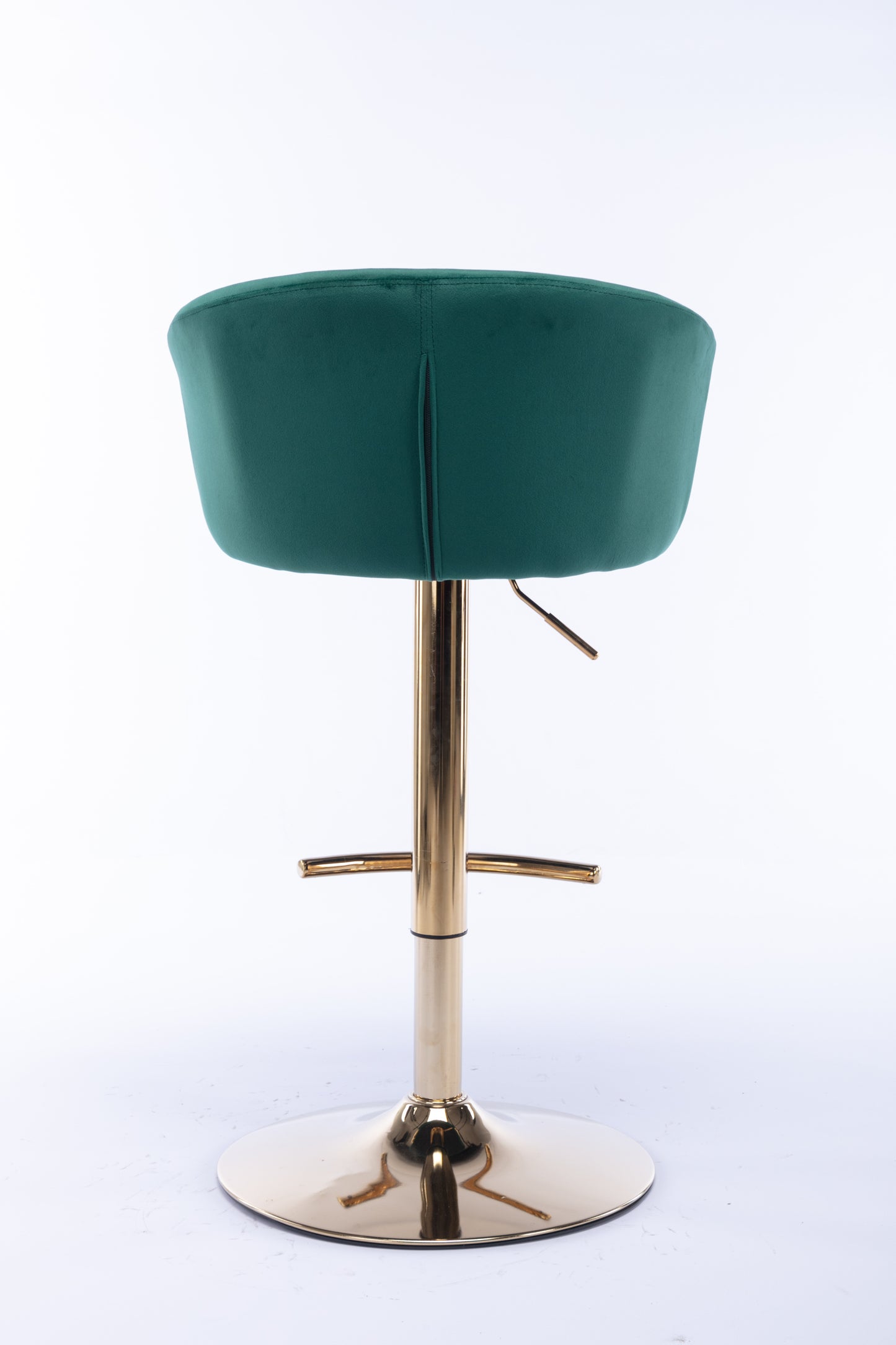 Set of 2 Bar Stools,with Chrome Footrest and Base Swivel Height Adjustable Mechanical Lifting Velvet + Golden Leg Simple Bar Stool-Green
