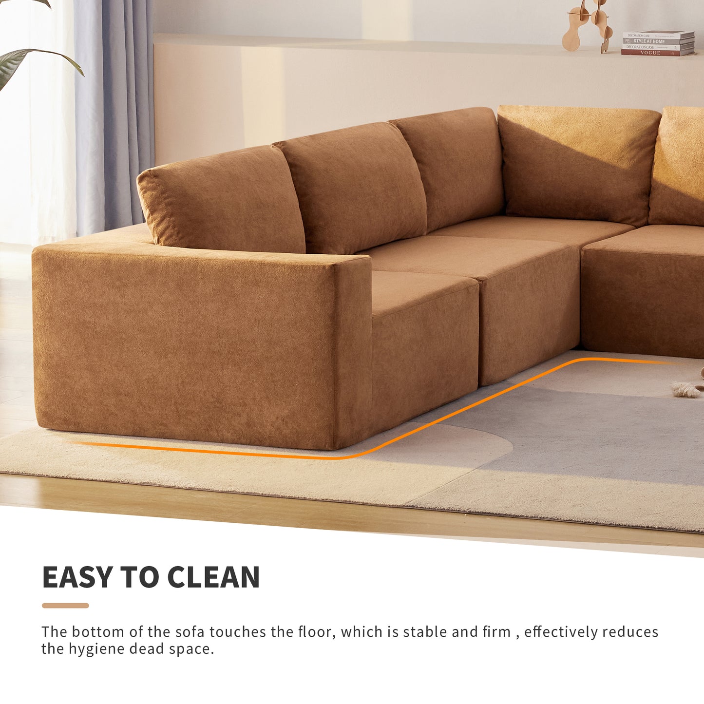 116*116" Modular L Shaped Sectional Sofa,Luxury Floor Couch Set,Upholstered Indoor Furniture,Foam-Filled Compressed Sofa for Living Room,Bedroom,5 PC Free Combination,3 Colors