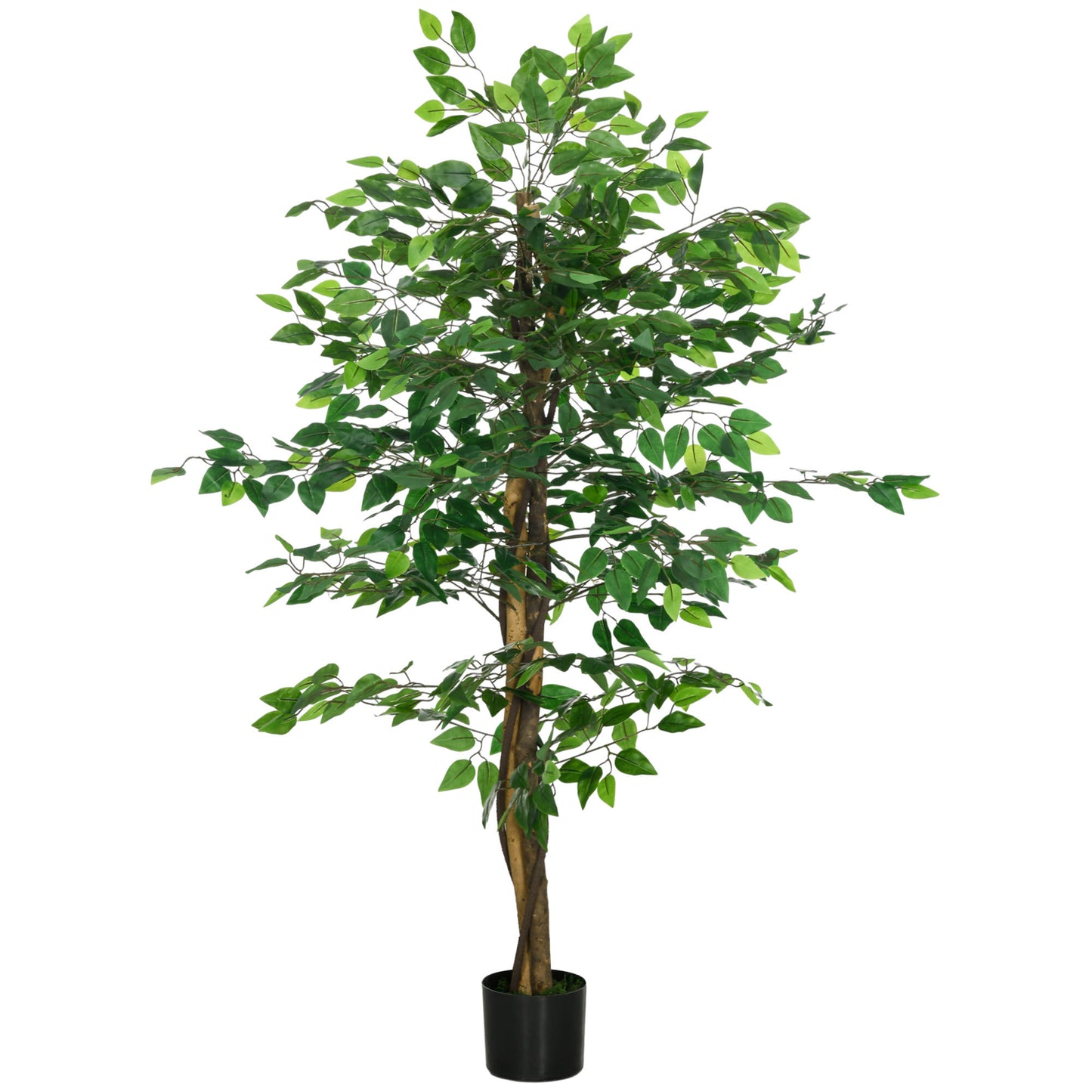 HOMCOM 5ft Artificial Ficus with Pot, Indoor Outdoor Fake Plant for Home Office Living Room Décor