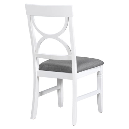 TOPMAX 6-Piece Wood Dining Table Set Kitchen Table Set with Upholstered Bench and 4 Dining Chairs, Farmhouse Style,Gray+White