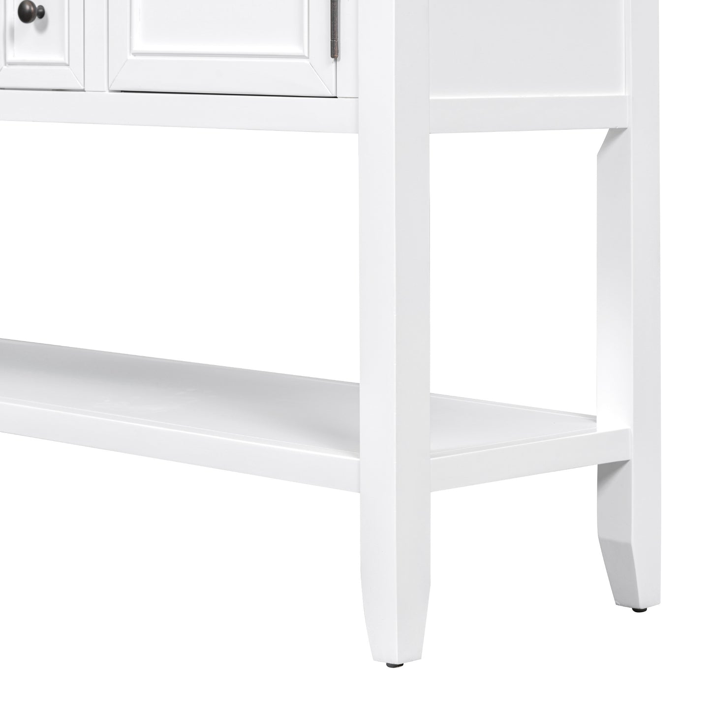 TREXM Cambridge Series  Ample Storage Vintage Console Table with Four Small Drawers and Bottom Shelf for Living Rooms, Entrances and Kitchens (White, OLD SKU: WF190263AAA)