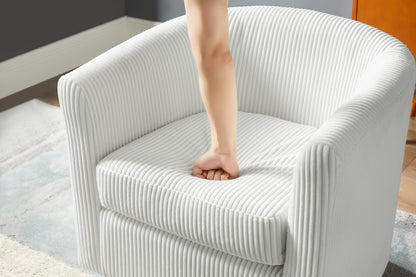 Swivel Accent Chair 360° Comfy Recliner Corduroy Arm Chair Single Sofa with Ottoman for Living Room Bedroom