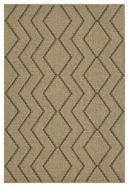 Earth GC_NTL1010 Jute/Black 5 ft. 3 in. x 7 ft. 3 in. Indoor/Outdoor Area Rug