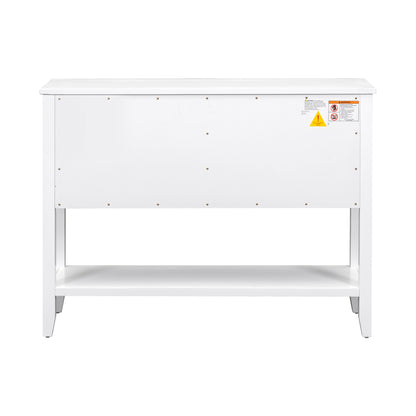 TREXM Cambridge Series  Ample Storage Vintage Console Table with Four Small Drawers and Bottom Shelf for Living Rooms, Entrances and Kitchens (White, OLD SKU: WF190263AAA)