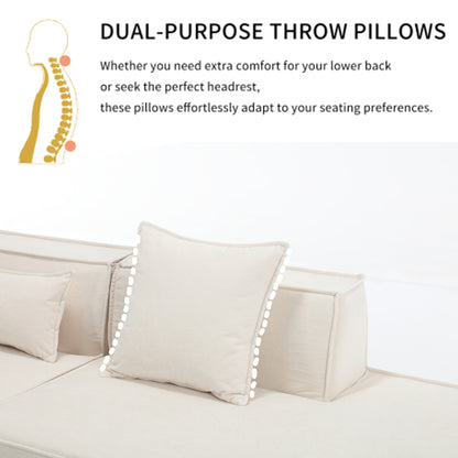 Modular combination  sofa set, modern minimalist sofa, free installation sofa, L-shaped, Italian minimalist tofu block sofa,  Right-Hand Facing,Terrycloth fabric, Beige