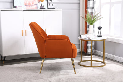 Modern Mid Century Chair velvet  Sherpa Armchair for Living Room Bedroom Office Easy Assemble(ORANGE)