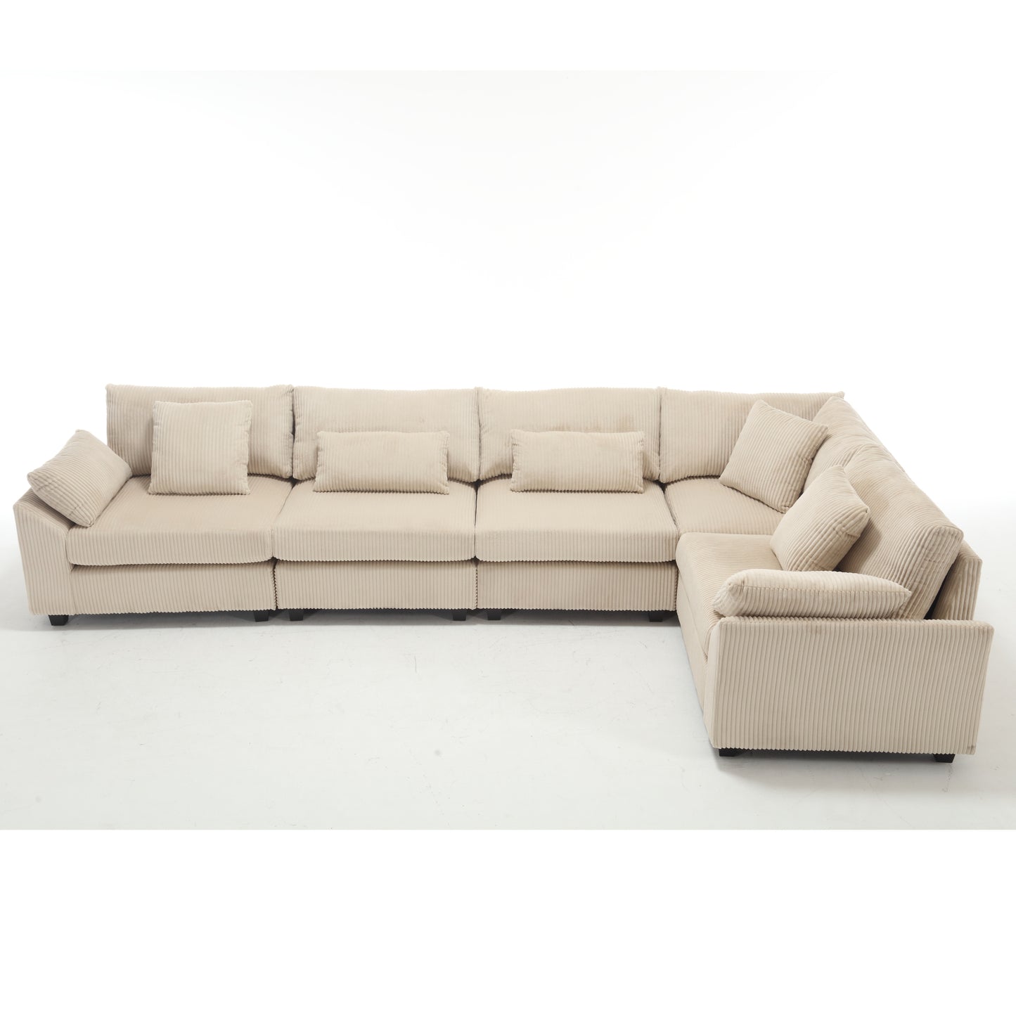 Oversized Modular Sectional Sofa, Convertible Sectional Sofa, Corduroy for Living Room, Beige