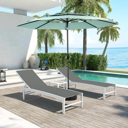 Aluminium 10ft 3 Tier Auto-tilt Umbrella ,Outdoor Patio Umbrella - Market Table Pool Deck Umbrella (Base Not Included)  -  ( Light green )