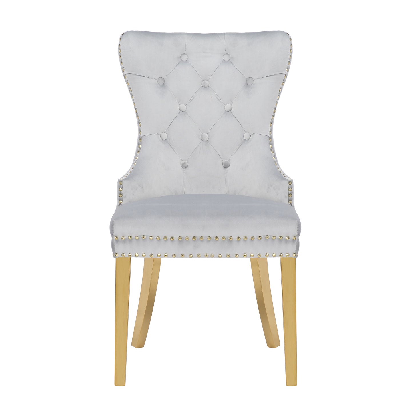 Simba Gold 2 Piece Dinning Chair Finish with Velvet Fabric in Light Gray