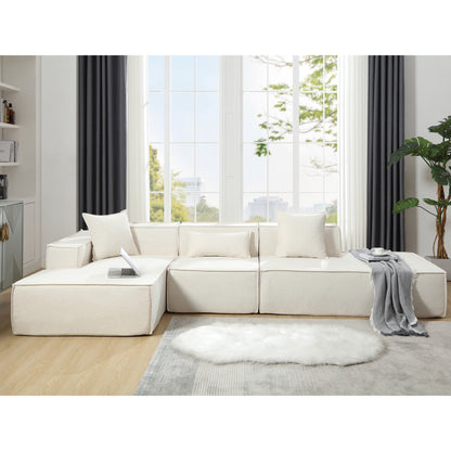 Modular combination  sofa set, modern minimalist sofa, free installation sofa, L-shaped, Italian minimalist tofu block sofa,  Right-Hand Facing,Terrycloth fabric, Beige