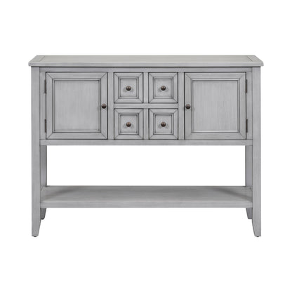TREXM Cambridge Series  Ample Storage Vintage Console Table with Four Small Drawers and Bottom Shelf for Living Rooms, Entrances and Kitchens (Antique Gray, OLD SKU: WF190263AAE)
