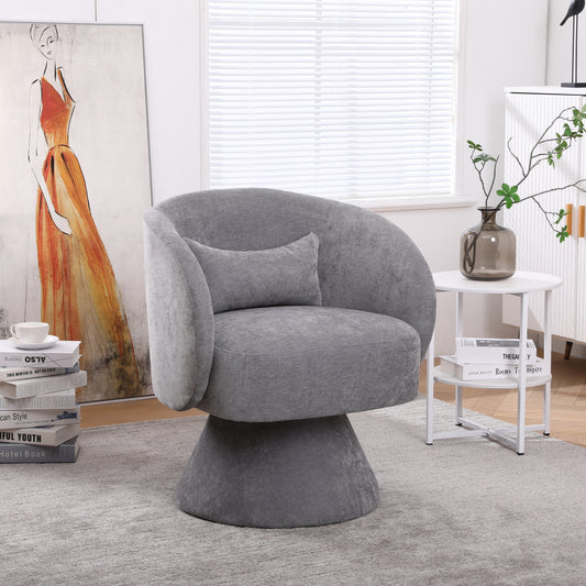 Swivel Accent Chair Armchair, Round Barrel Chair in Fabric for Living Room Bedroom(Light Grey)