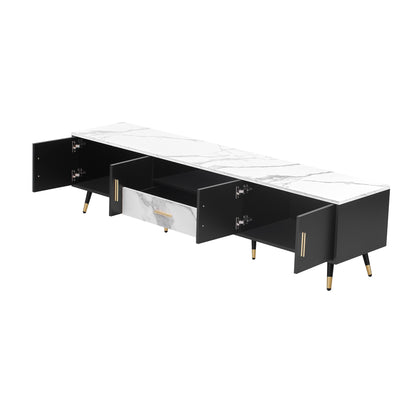 71'' Modern TV Stand with 2 Cabinets&  Open Compartments, Entertainment Center for TVs up to 80'', Television Console for Living Room, Bedroom, Home Theatre