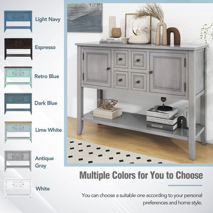 TREXM Cambridge Series  Ample Storage Vintage Console Table with Four Small Drawers and Bottom Shelf for Living Rooms, Entrances and Kitchens (Antique Gray, OLD SKU: WF190263AAE)