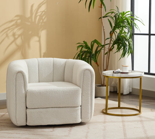 Swivel Accent Barrel Chair, Modern Round Armchairs with Upholstered, Comfy Swivel Accent Chair for Living Room