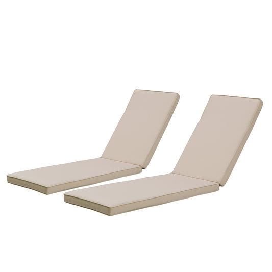 2-Piece Outdoor Chaise Lounge Cushion Set, Replacement Cushions for Patio Furniture, Khaki