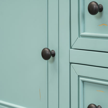 TREXM Cambridge Series  Ample Storage Vintage Console Table with Four Small Drawers and Bottom Shelf for Living Rooms, Entrances and Kitchens (Retro Blue, OLD SKU: WF190263AAC)