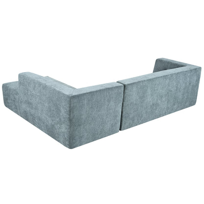 Juego de sofás modulares para sala de estar, 112,2 x 74 pulgadas, sofá minimalista moderno, sofá cama tapizado para sala de estar, dormitorio, combinación de 2 piezas sin computadora, en forma de L, azul grisáceo