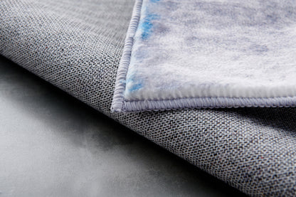 Alfombra de área súper suave lavable a máquina de la colección ZARA con diseño abstracto en gris, azul y amarillo (90 x 60 cm)