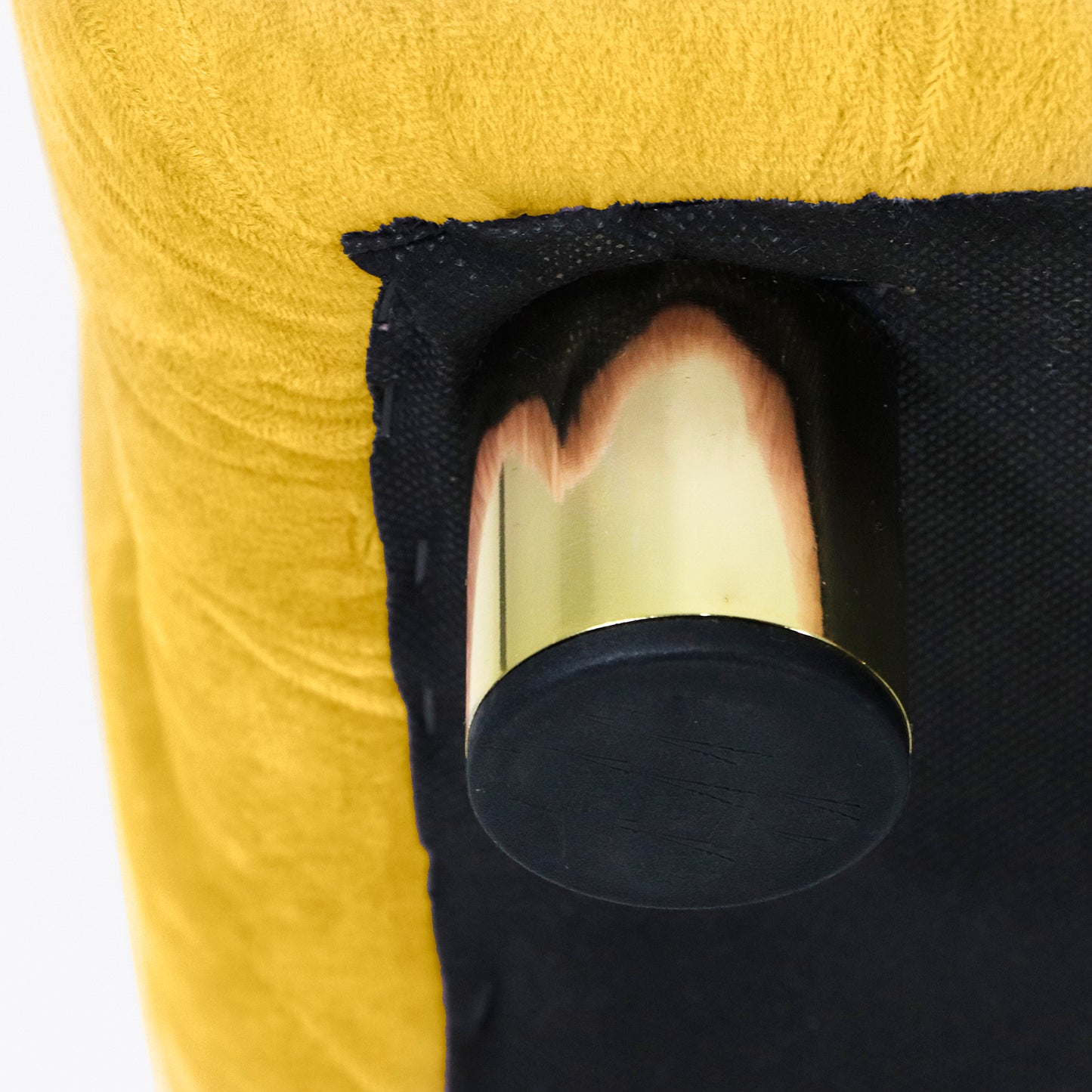 Otomana moderna tapizada en terciopelo amarillo, exquisita mesa auxiliar pequeña, reposapiés suave, tocador y silla de maquillaje, asiento cómodo para sala de estar, dormitorio y entrada.