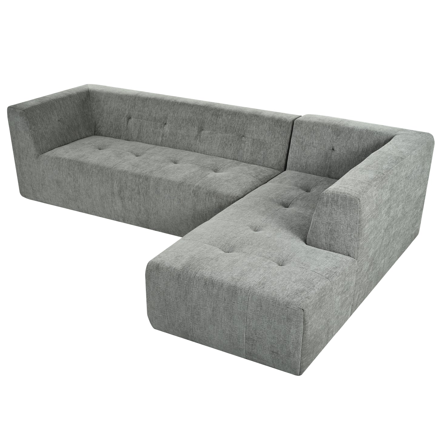 Juego de sofás modulares para sala de estar, 112,2 x 74 pulgadas, sofá minimalista moderno, sofá cama tapizado para sala de estar, dormitorio, combinación de 2 piezas sin computadora, en forma de L, gris claro