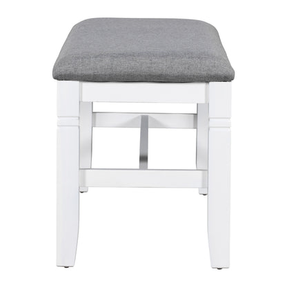 TOPMAX 6-Piece Wood Dining Table Set Kitchen Table Set with Upholstered Bench and 4 Dining Chairs, Farmhouse Style,Gray+White