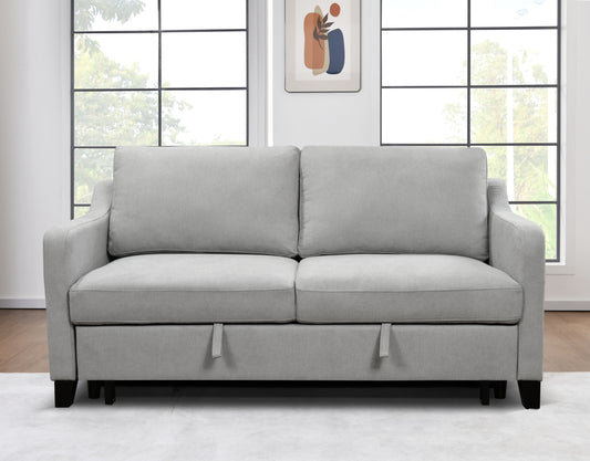 69'3 in 1 Convertible Queen Sleeper Sofa Bed, Modern Fabric Loveseat Futon Sofa Couch w/Pullout Bed, Small Love Seat Lounge Sofa w/Reclining Backrest, Furniture for Living Room, Light Gray