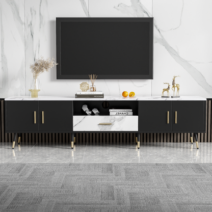 71'' Modern TV Stand with 2 Cabinets&  Open Compartments, Entertainment Center for TVs up to 80'', Television Console for Living Room, Bedroom, Home Theatre