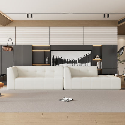 Juego de sofás modulares para sala de estar, 112,2 x 74 pulgadas, sofá minimalista moderno, sofá cama tapizado para sala de estar, dormitorio, combinación de 2 piezas sin computadora, en forma de L, beige