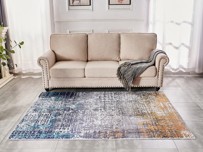 ZARA Collection Abstract Design Turquoise Gray Rust (10.5' ft x 7.5' ft) Machine Washable Super Soft Area Rug