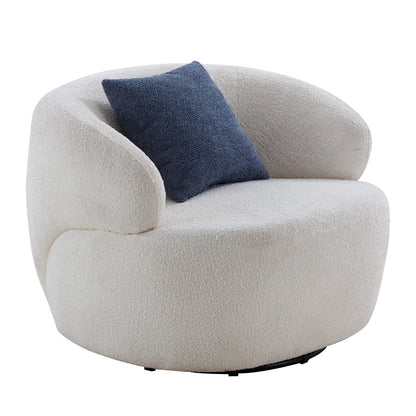 Swivel Bouclé Barrel Chair – 360° Round Accent Chair for Living Room, Bedroom & Small Spaces