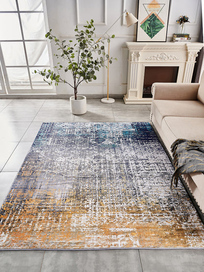 ZARA Collection Abstract Design Turquoise Gray Rust (10.5' ft x 7.5' ft) Machine Washable Super Soft Area Rug