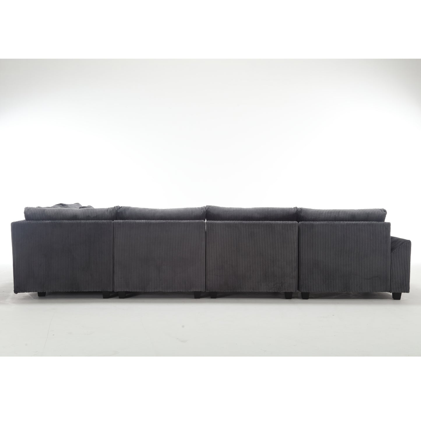 Oversized Modular Sectional Sofa Couches Set,Corduroy Upholstered Deep Seat Comfy Sofa for Living Room 5 Seat,Dark Gray