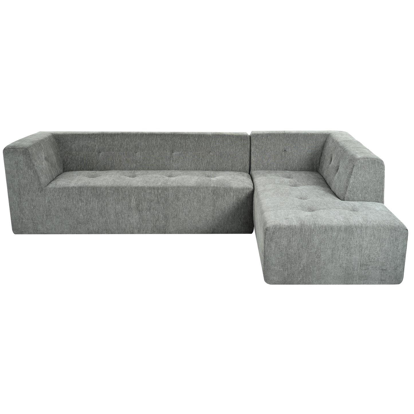 Juego de sofás modulares para sala de estar, 112,2 x 74 pulgadas, sofá minimalista moderno, sofá cama tapizado para sala de estar, dormitorio, combinación de 2 piezas sin computadora, en forma de L, gris claro