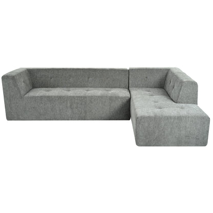 Juego de sofás modulares para sala de estar, 112,2 x 74 pulgadas, sofá minimalista moderno, sofá cama tapizado para sala de estar, dormitorio, combinación de 2 piezas sin computadora, en forma de L, gris claro