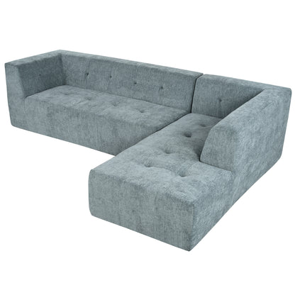 Juego de sofás modulares para sala de estar, 112,2 x 74 pulgadas, sofá minimalista moderno, sofá cama tapizado para sala de estar, dormitorio, combinación de 2 piezas sin computadora, en forma de L, azul grisáceo
