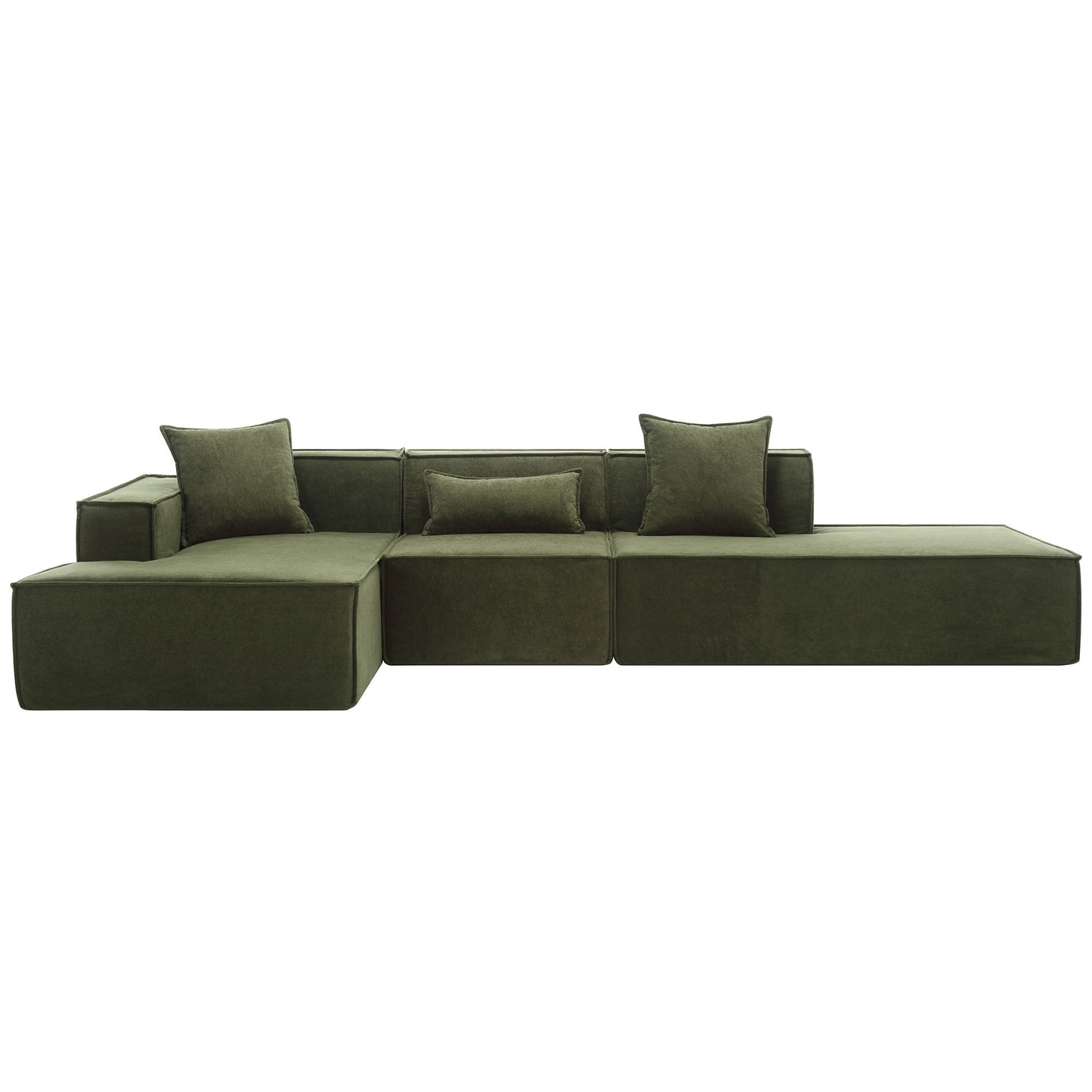 Modular combination  sofa set, modern minimalist sofa, free installation sofa, L-shaped, Italian minimalist tofu block sofa,  Right-Hand Facing,Terrycloth fabric, Green
