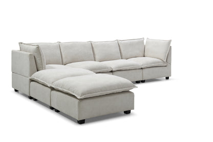 Sofá modular seccional de 130 pulgadas, juego de sofá de tela de lino con otomana convertible, sofá en forma de U, cómodo y combinable para sala de estar, apartamento y oficina. Beige, 3 colores.