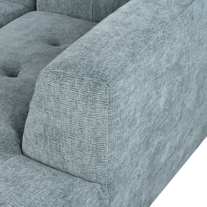 Juego de sofás modulares para sala de estar, 112,2 x 74 pulgadas, sofá minimalista moderno, sofá cama tapizado para sala de estar, dormitorio, combinación de 2 piezas sin computadora, en forma de L, azul grisáceo