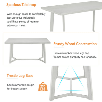 TOPMAX Farmhouse 6-Piece Wood Dining Table Set with 4 Upholstered Chairs and Bench, Gray